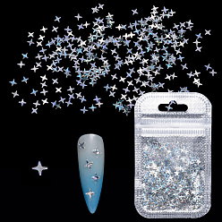 Серебро Блестящий блеск для ногтей, маникюрные блестки, diy sparkly paillette советы ногтей, звезда, серебряные, 4x4x0.2 мм, о 2 г / мешок