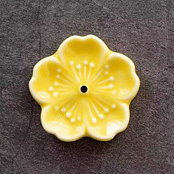 Amarillo Quemadores de incienso de porcelana, soportes de incienso de flores, Suministros budistas zen de la casa de té de la oficina en el hogar, amarillo, 45x10 mm