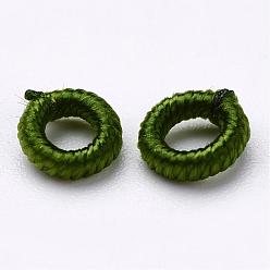 Vert Foncé Perles tissées en polyester, anneau, vert foncé, 6x2mm, trou: 3 mm, environ 200 PCs / sachet 