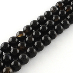 Agate Noire Agate noire naturelle rangées de perles rondes, 4mm, Trou: 1mm, Environ 95 pcs/chapelet, 15.7 pouce