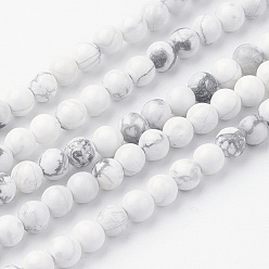 Howlite Natural Howlite Bead Strands, Round, 4~4.5mm, Hole: 1mm, about 85~90pcs/strand, 14.9 inch(38cm)