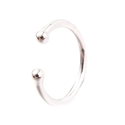 Platino Pendientes tipo brazalete de plata de primera ley con baño de rodio, anillo con ronda, Platino, 925 mm