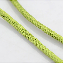 Желто-Зеленый Макраме Rattail китайские шнуры узел приготовления круглый нейлон плетеный строк темы, атласный шнур, желто-зеленый, 2 мм, около 10.93 ярдов (10 м) / рулон