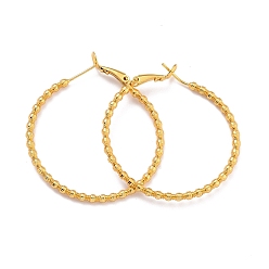 Real 18K Gold Plated Grooved Large Ring Huggie Hoop Earrings for Women Girl, Long-lasting Plated Brass Rings, Real 18K Gold Plated, 10 Gauge(2.5mm), 43x41x2.5mm, Pin: 0.8mm