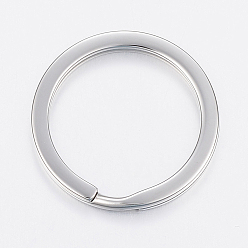 Stainless Steel Color 304 Stainless Steel Keychain Clasps, Split Key Rings, Stainless Steel Color, 28x2.7mm