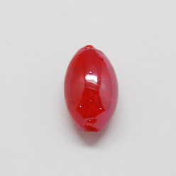 Red Handmade Lampwork Beads, Pearlized, Oval, Red, 18x12x12mm, Hole: 2mm