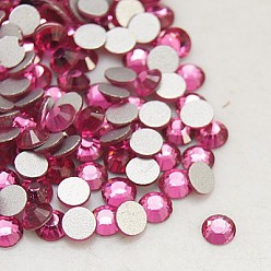 Rosa Parte posterior plana de rhinestone, Grado A, espalda plateada, facetados, semicírculo, rosa, 4.6~4.8 mm, sobre 1440 unidades / bolsa