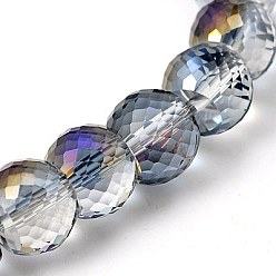 Medium Purple Electorplated Glass Beads, Rainbow Plated, Faceted, Round, Medium Purple, 11x8mm, Hole: 1mm