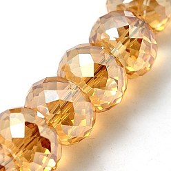 Orange Electorplated Glass Beads, Rainbow Plated, Faceted, Rondelle, Orange, 16x10mm