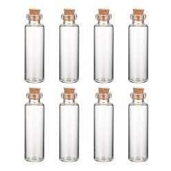 Claro Botella de cristal frasco de vidrio para envases de cuentas, con tapón de corcho, deseando botella, Claro, 60x16 mm, cuello de botella: 10 mm de diámetro, capacidad: 8 ml (0.27 fl. oz)