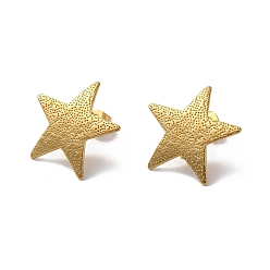 Star 304 Stainless Stud Earring Findings, with Vertical Loops, Golden, Star, 22x22mm, Hole: 2.5mm, Pin: 0.8mm