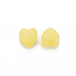 Jaune Perles acryliques de gelée d'imitation , cœur, jaune, 8x8.5x5.5mm, Trou: 2.5mm, environ2030 pcs / 500 g