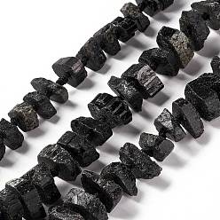 Tourmaline Natural Black Tourmaline Beads Strands, Nuggets, 13~23x12~15x6mm, Hole: 1.8mm, about 45~47pcs/strand, 17.52~18.31 inch(44.5~46.5cm)