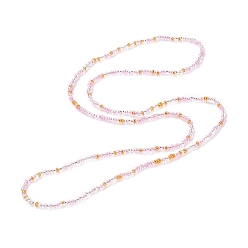 Pink Waist Beads, Sparkling Glass Seed Beads Stretch Body Chain, Fashion Bikini Jewelry for Women, Pink, 31-1/2~32-1/4 inch(80~82cm)