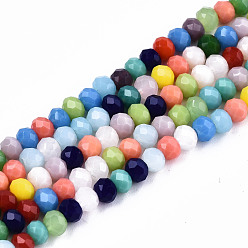 Mixed Color Glass Beads Strands, Faceted Rondelle, Mixed Color, 3.5x3mm, Hole: 0.8mm, about 138~142pcs/strand, 15.04i nches~15.24 inch(38.2cm~38.7cm)