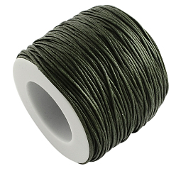 Dark Olive Green Waxed Cotton Thread Cords, Dark Olive Green, 1mm, about 100yards/roll(300 feet/roll)