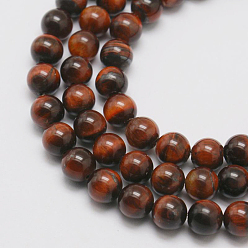 Tiger Eye Natural Gemstone Round Bead Strands, Dyed & Heated, Tiger Eye, 4mm, Hole: 1mm, about 98pcs/strand, 15.7 inch