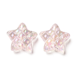 Pink Perles acryliques transparentes, de couleur plaquée ab , étoiles, rose, 19.5x19.5x9mm, Trou: 3.5mm