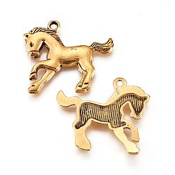 Antique Golden Tibetan Style Alloy Pendants, Cadmium Free & Lead Free, Horse, Antique Golden, 27x24x2mm, Hole: 2mm