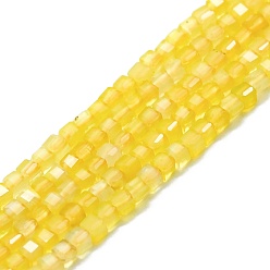 Yellow Agate Natural Yellow Agate Bead Strands, Faceted, Cube, 2x2x2mm, Hole: 0.6mm, about 182pcs/strand, 15.16''~15.55''(38.5~39.5cm)