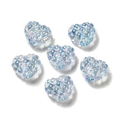 Bleu Acier Perles acryliques transparentes, cœur, bleu acier, 17.2~17.4x20~20.4x9.6mm, Trou: 3~3.2mm