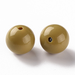 Verge D'or Foncé Perles acryliques opaques, ronde, verge d'or noir, 20x19mm, Trou: 3mm, environ111 pcs / 500 g