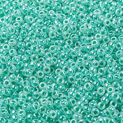 (RR536) Aqua Green Ceylon MIYUKI Round Rocailles Beads, Japanese Seed Beads, (RR536) Aqua Green Ceylon, 8/0, 3mm, Hole: 1mm, about 422~455pcs/bottle, 10g/bottle