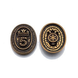 Antique Bronze Rack Plating Alloy Cabochons, Cadmium Free & Nickel Free & Lead Free, Oval with Number.5, Antique Bronze, 25x19.5x4mm