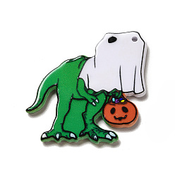 Dinosaur Halloween Charm, Printed Acrylic Pendants, Dinosaur, 37.5x37x2.5mm, Hole: 2mm