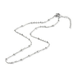 Stainless Steel Color 304 Stainless Steel Satellite Chain Necklaces, with Lobster Claw Clasps, Stainless Steel Color, 15.74 inch(40cm)