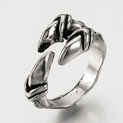 Античное Серебро Регулируемые кольца перста, широкая полоса кольца, античное серебро, 18.5 мм