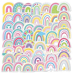 Rainbow PVC Adhesive Stickers, for Suitcase, Skateboard, Refrigerator, Helmet, Mobile Phone Shell, Birthday, Rainbow Pattern, 4~6x4~6cm, 50pcs/bag