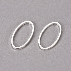Серебро Латунные соединительные колечки, овальные, серебряные, 16x8x1 мм