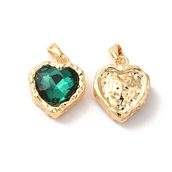 Real 18K Gold Plated Brass Micro Pave Cubic Zirconia Pendants, Heart, Real 18K Gold Plated, 16.5x14x5.5mm, Hole: 4x1.8mm
