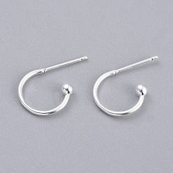 Silver 304 Stainless Steel Earring Hooks, Silver, 12.5x18.5x2.5mm, Pin: 0.8mm