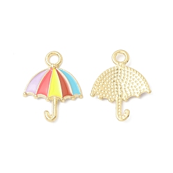 Разноцветный Подвески из эмали и сплава, зонт шарм, золотые, красочный, 19.5x15x2 мм, отверстие : 2.2 мм