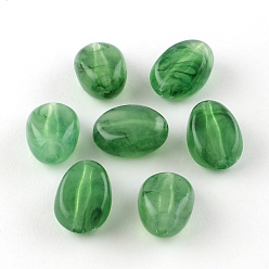 Средний Морско-зеленый Овальной имитация драгоценных камней акриловые бусины, средний морской зеленый, 18x13x9.5 мм, Отверстие : 2 мм , около 310 шт / 500 г