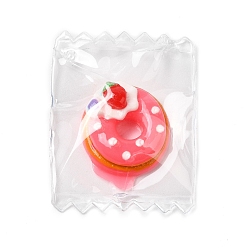 Donut Lindos colgantes de plástico, con cabujón de resina en el interior, encantos de caramelo, buñuelo, 37.5x29.5x8.5 mm, agujero: 1 mm