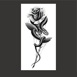Черный Прохладный черный мамба змея съемные временные водонепроницаемые татуировки бумажные наклейки, чёрные, 14x6.8 см