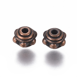 Red Copper Tibetan Style Alloy Spacer Beads, Cadmium Free & Nickel Free & Lead Free, Red Copper, 7x5.5mm, Hole: 1mm