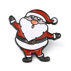 Santa Claus Pin de esmalte de tema navideño, Insignia de aleación chapada en negro de electroforesis para ropa de mochila, santa claus, 30.5x30x1.5 mm