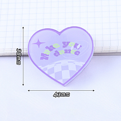 Medium Purple Acrylic Binder Paper Clips, Card Assistant Clips, Heart with Word Make You Dance, Medium Purple, 38x43mm