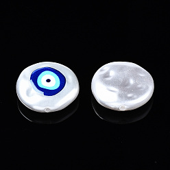 Colorful 3D Printed ABS Plastic Imitation Pearl Beads, Evil Eye, Colorful, 18x5.5mm, Hole: 0.8~1.2mm