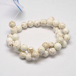 Creamy White Round Natural Magnesite Beads Strands, Creamy White, 8mm, Hole: 1mm, about 48pcs/strand, 15.7 inch