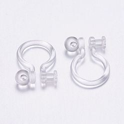 Clear Plastic Clip-on Earring Findings, Clear, 11x8mm, Hole: 0.65mm, Ball: 3mm