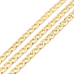Real 18K Gold Plated Rack Plating Brass Cuban Link Chains, Soldered, Faceted, with Spool, Long-Lasting Plated, Lead Free & Cadmium Free & Nickel Free, Real 18K Gold Plated, 5x3x0.5mm