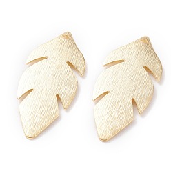 Real 24K Gold Plated Brass Charms, Leaf, Real 24K Gold Plated, 30x13x1mm, Hole: 1.2mm
