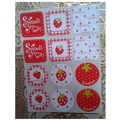 Colorful Sealing Stickers, Label Paster Picture Stickers, Strawberry, Colorful, 28x28mm, 12pcs/sheet