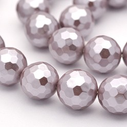 Thistle Round Shell Pearl Bead Strands, Faceted, Thistle, 10mm, Hole: 1mm, about 40pcs/strand, 15.7 inch