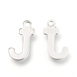 Letter J 201 Stainless Steel Charms, Alphabet, Letter.J, 12.1x7x0.6mm, Hole: 1.2mm